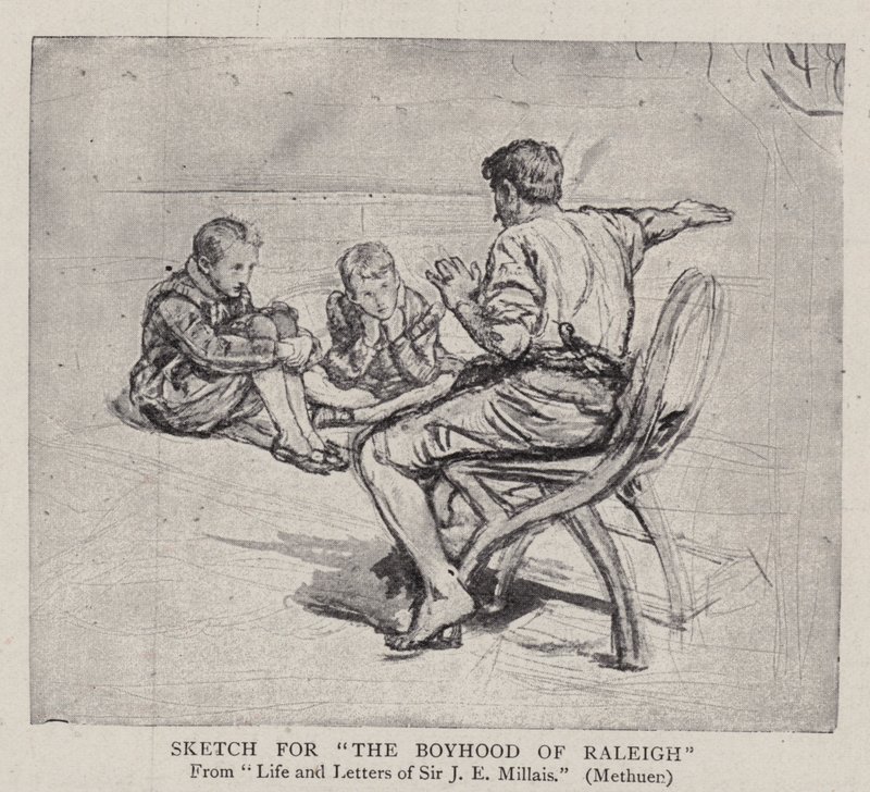 Sketch för The Boyhood of Raleigh av John Everett Millais