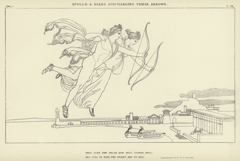 Apollo och Diana avfyrar sina pilar av John Flaxman