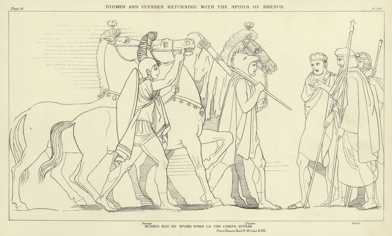 Diomed och Ulysses återvänder med Rhesus byten av John Flaxman