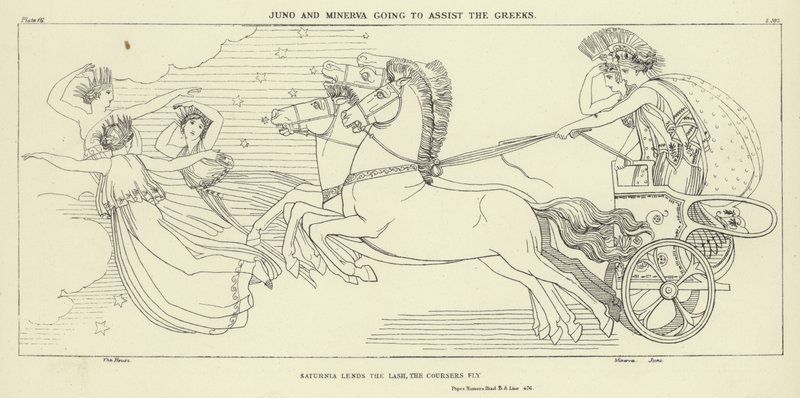 Juno och Minerva som går till hjälp för grekerna av John Flaxman