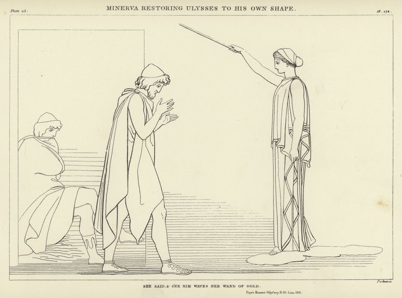 Minerva återställer Ulysses till sin egen form av John Flaxman