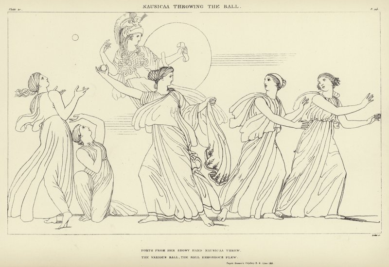 Nausicaa kastar bollen av John Flaxman