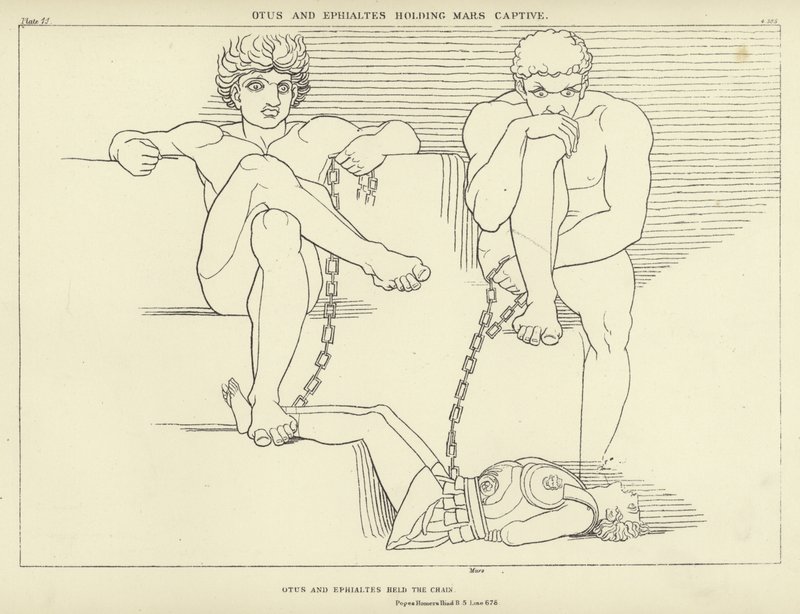 Otus och Ephialtes håller Mars fången av John Flaxman