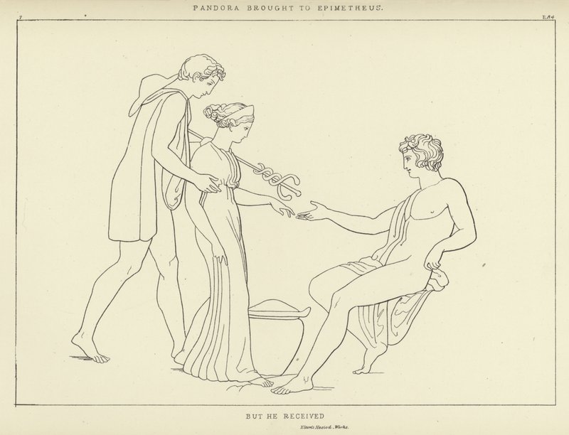 Pandora fördes till Epimetheus av John Flaxman
