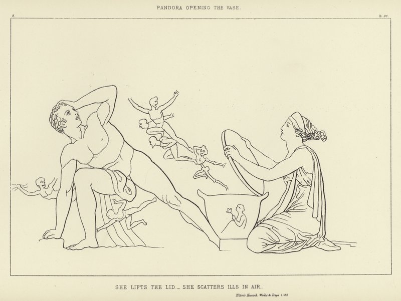 Pandora öppnar vasen av John Flaxman