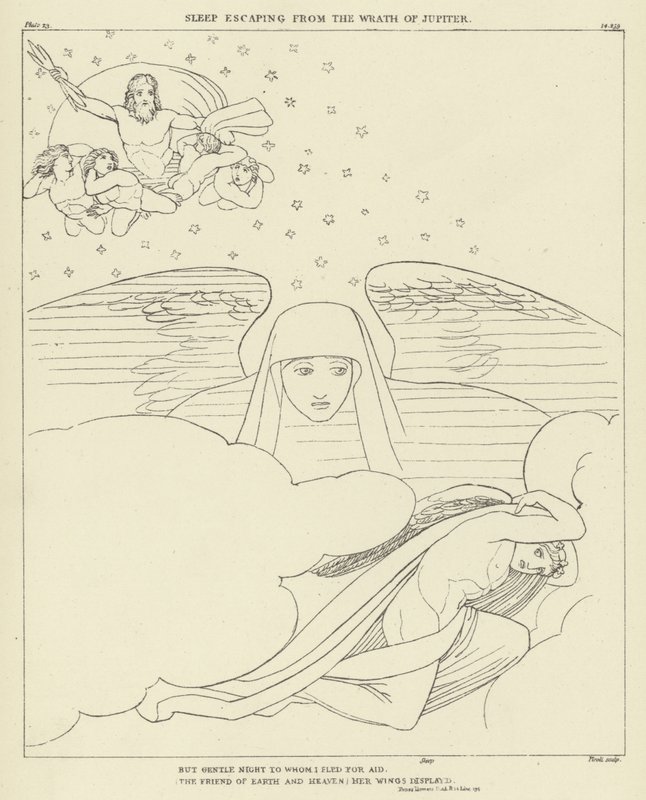 Sömn flyr från Jupiters vrede av John Flaxman