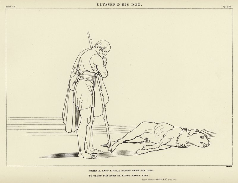 Odysseus och hans hund av John Flaxman