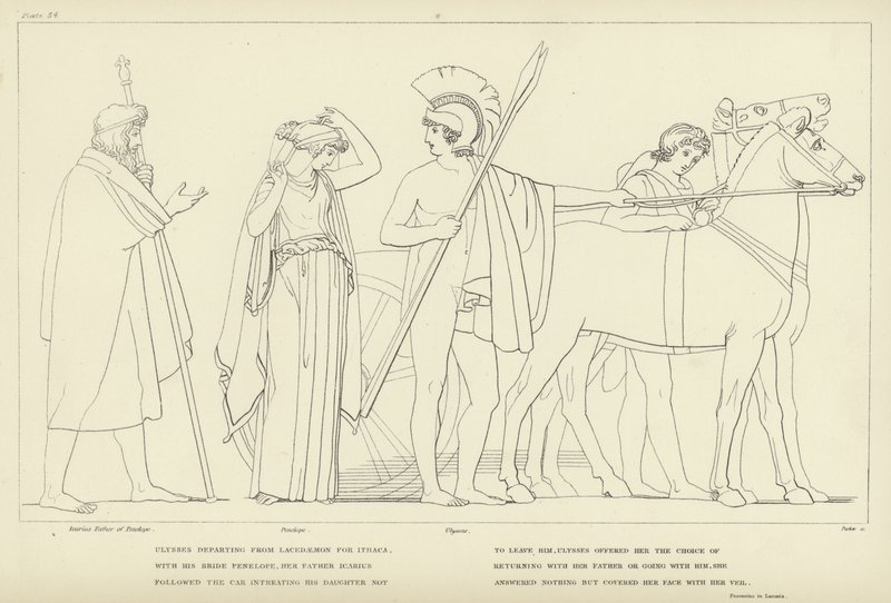 Odysseus avgår från Lacedaemon till Ithaka av John Flaxman