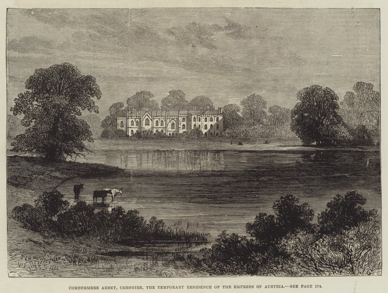 Combermere Abbey, Cheshire, kejsarinnan av Österrikes tillfälliga residens av John Gilbert