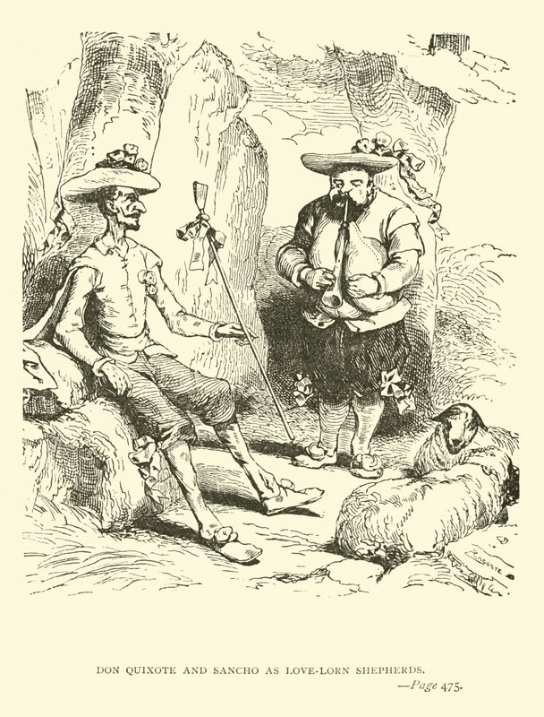 Don Quijote och Sancho som förälskade herdar av John Gilbert