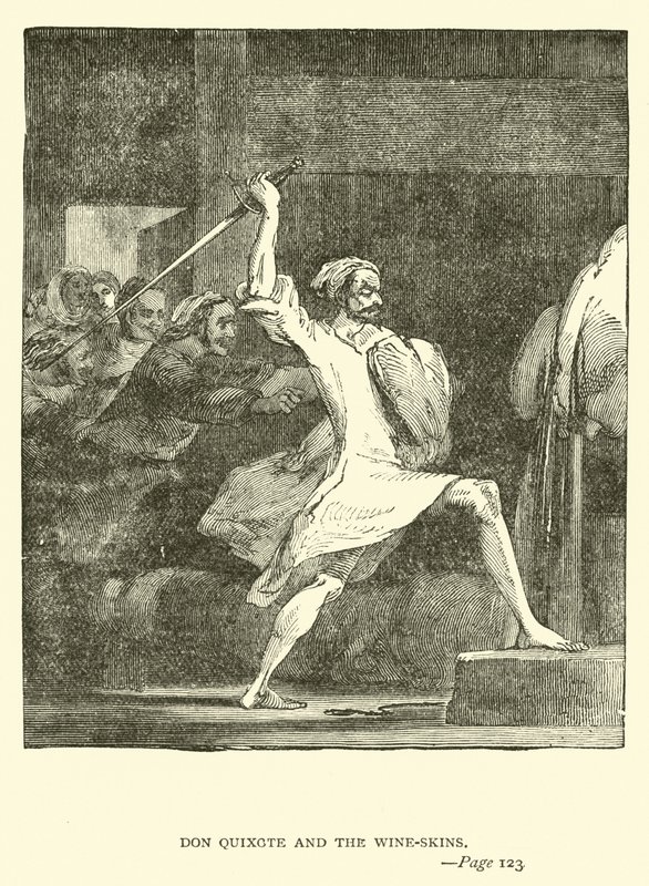 Don Quijote och vinskinnarna av John Gilbert
