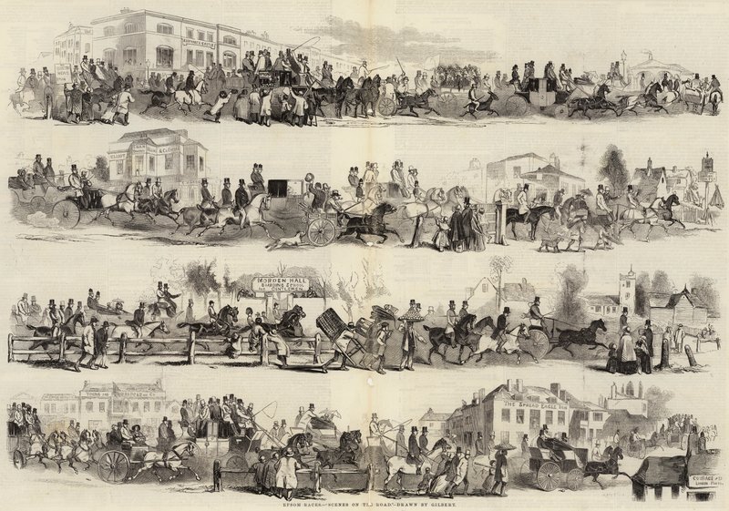 Epsom Races, scener på vägen av John Gilbert
