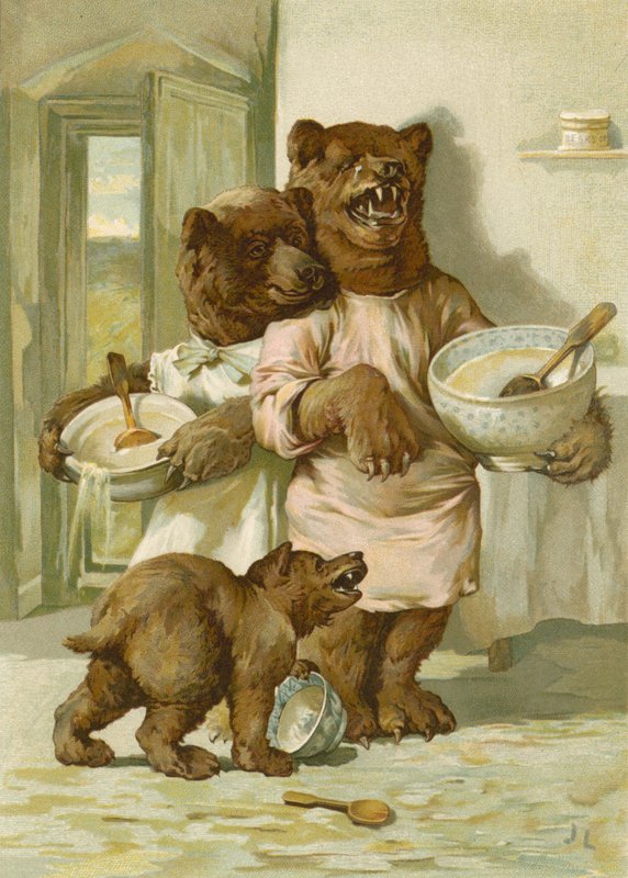 De tre björnarna (chromolitho) av John Lawson