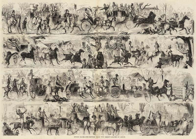 Epsom Races, återkomsten från Derbyt av John Leech