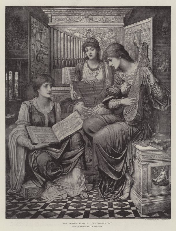 Den milda musiken från svunnen dag av John Melhuish Strudwick