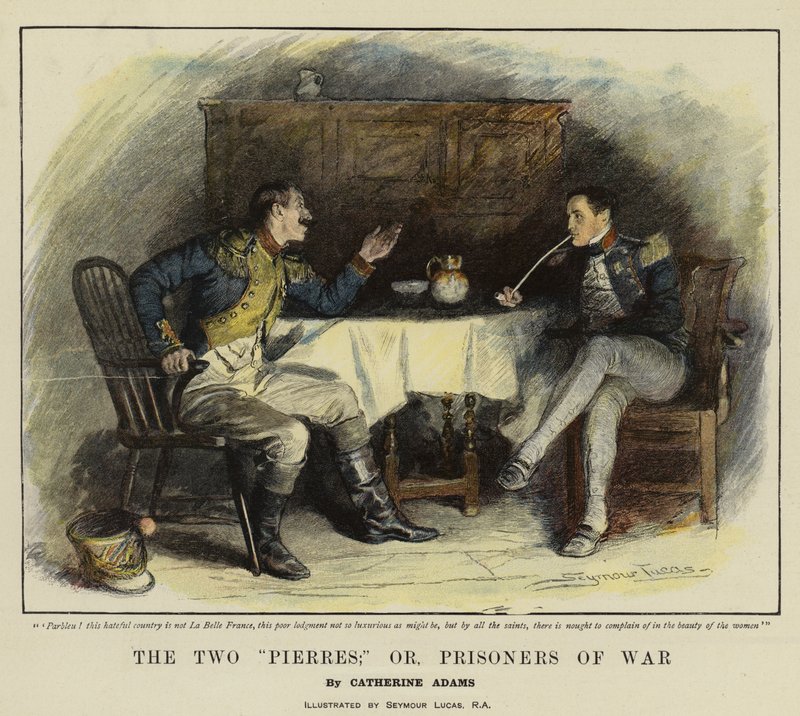 De två Pierres; eller krigsfångar (chromolitho) av John Seymour Lucas