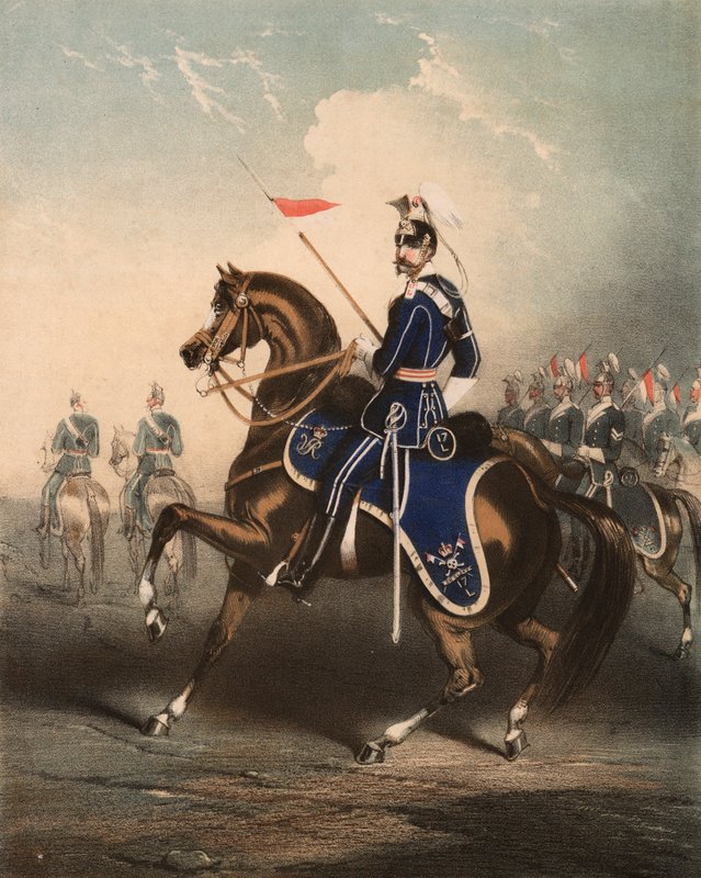 Lancers (färg litho) av John (after) Brandard