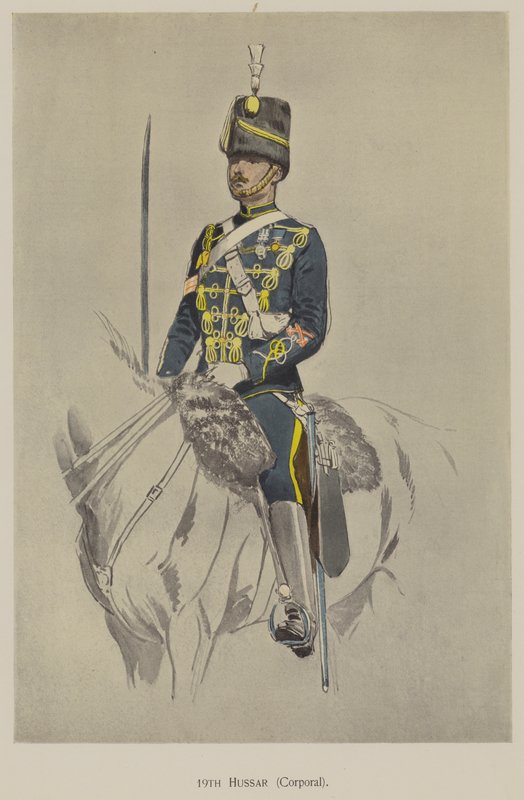 19:e husar, korpral (färg litho) av John (after) Charlton