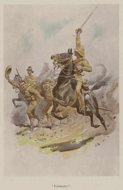 Fram! (färg litho) av John (after) Charlton