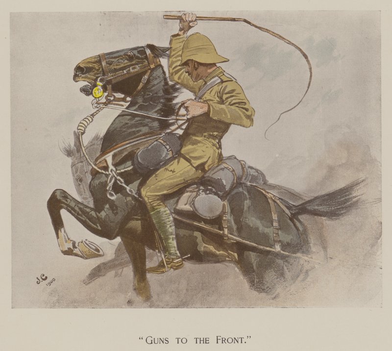 Guns to the Front (färg litho) av John (after) Charlton