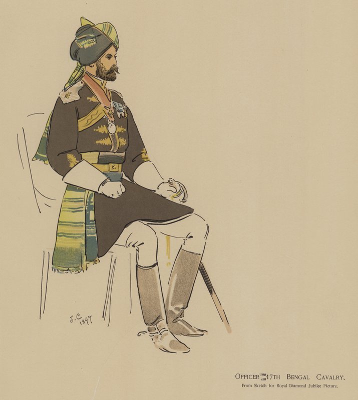 Officer 17th Bengal Cavalry (färg litho) av John (after) Charlton
