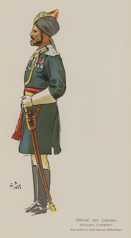 Officer 3rd Lancers, Hyderabad Contingent (färg litho) av John (after) Charlton