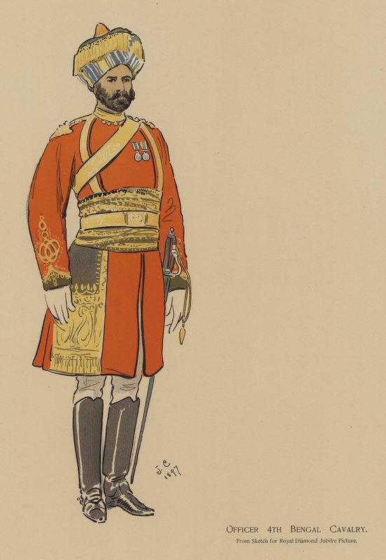 Officer 4th Bengal Cavalry (färg litho) av John (after) Charlton