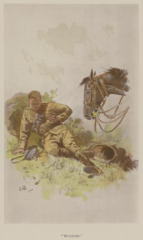 Sårad (färg litho) av John (after) Charlton