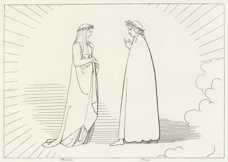 Beatrice och Dante, Paradise, Canto 7 (gravyr) av John (after) Flaxman