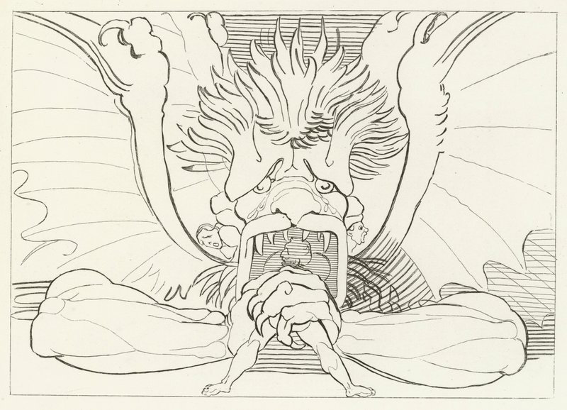 Dis, eller Lucifer, Inferno, Canto 34 (gravyr) av John (after) Flaxman