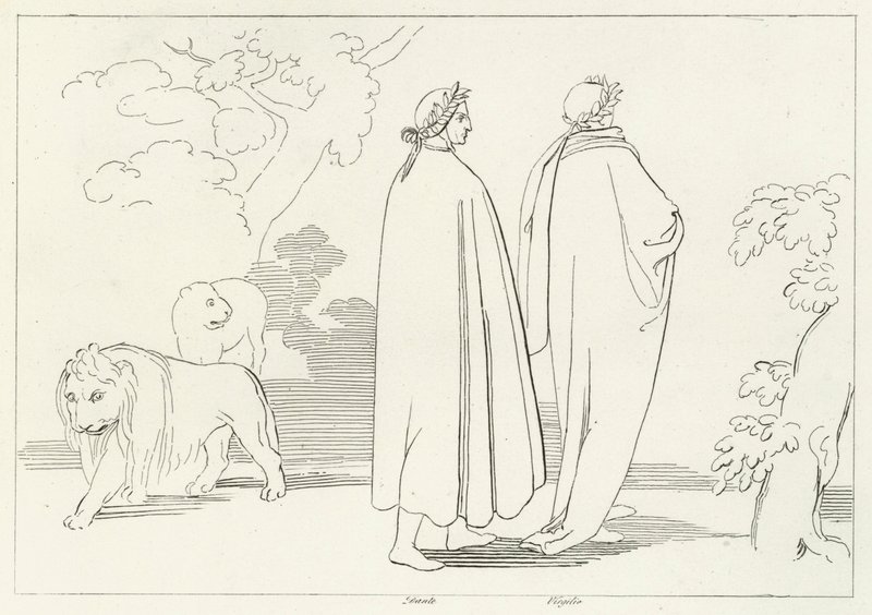 Entering the Dark Wood, Inferno, Canto 1 (gravyr) av John (after) Flaxman