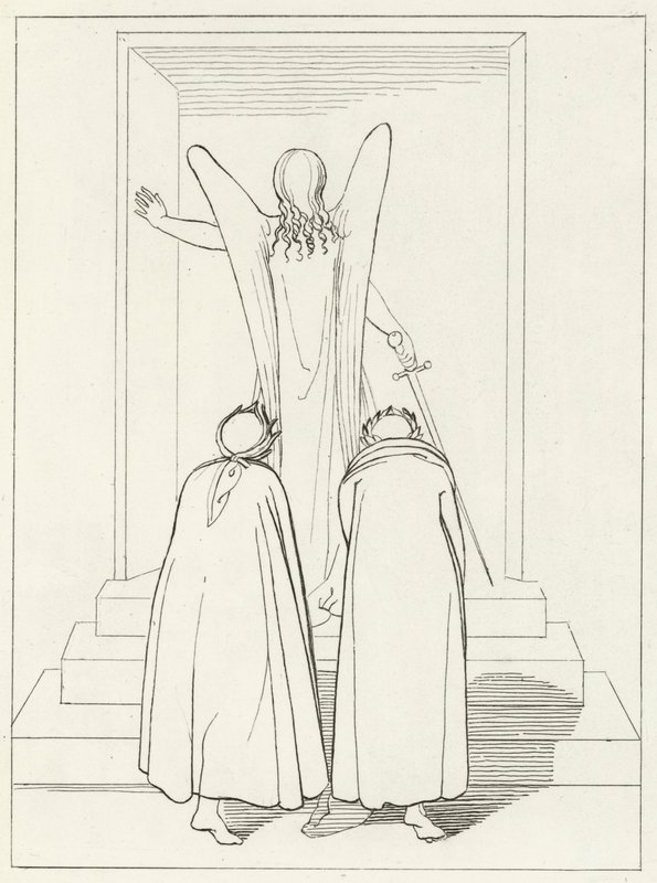Purgatory Gate, Purgatory, Canto 9 (gravyr) av John (after) Flaxman