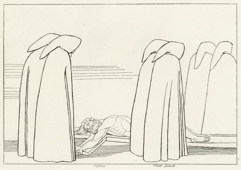 Hycklare, Inferno, Canto 23 (gravyr) av John (after) Flaxman