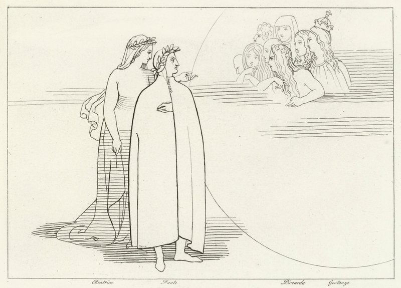 Månens invånare, Paradiset, Canto 3 (gravyr) av John (after) Flaxman