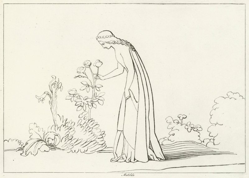 Matilda, skärselden, Canto 28 (gravyr) av John (after) Flaxman