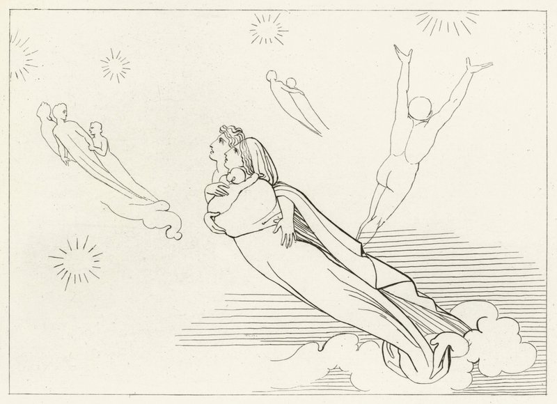 Souls Returning to their Spheres, Paradise, Canto 4 (gravyr) av John (after) Flaxman