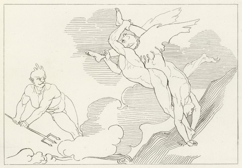 Summit of Malebolge, Inferno, Canto 21 (gravyr) av John (after) Flaxman
