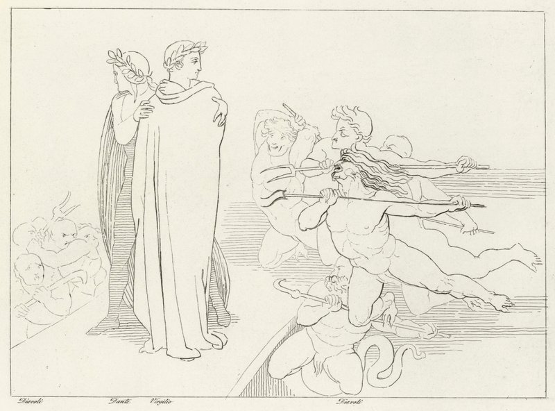 Bron, Inferno, Canto 21 (gravyr) av John (after) Flaxman