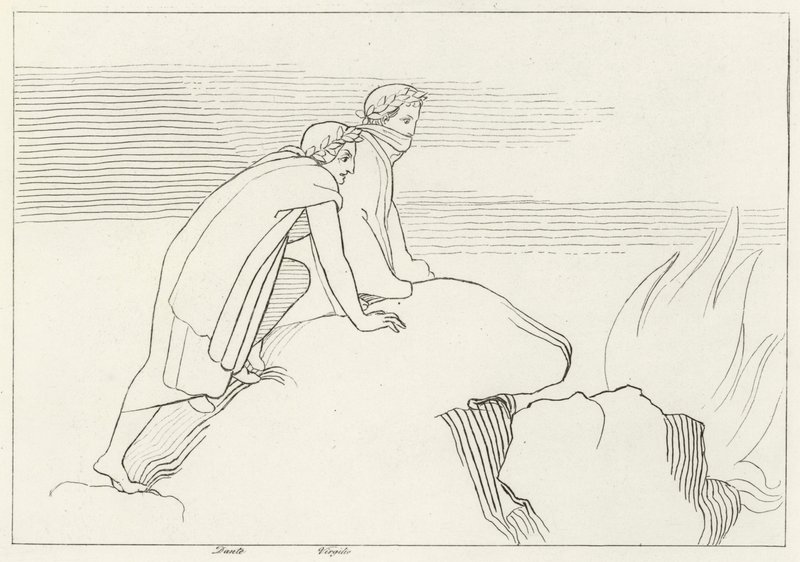 Den flammande bukten, Inferno, Canto 26 (gravyr) av John (after) Flaxman