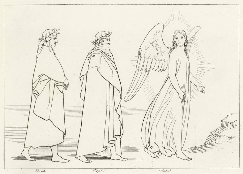 Den vägledande ängeln, skärselden, Canto 15 (gravyr) av John (after) Flaxman