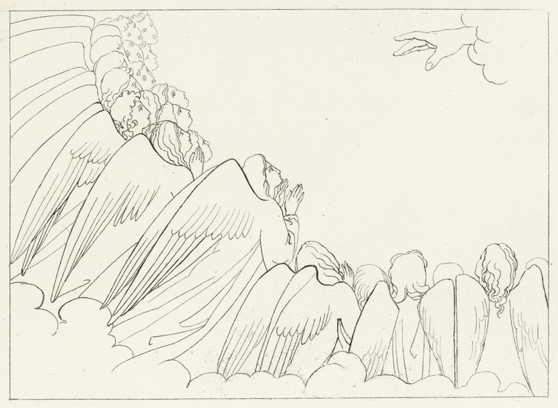 Hierarkierna, Paradiset, Canto 29 (gravyr) av John (after) Flaxman