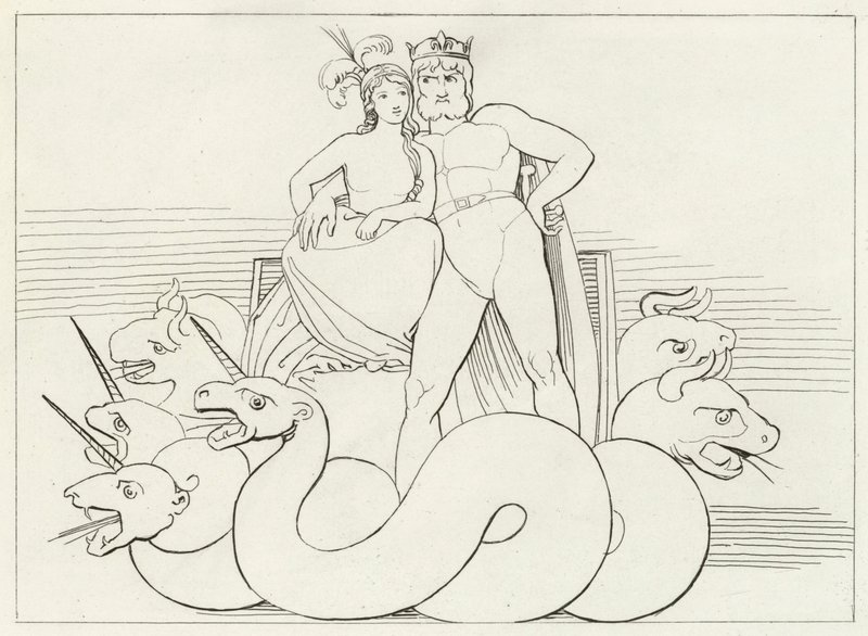 Kyrkans intriger, skärselden, Canto 32 (gravyr) av John (after) Flaxman