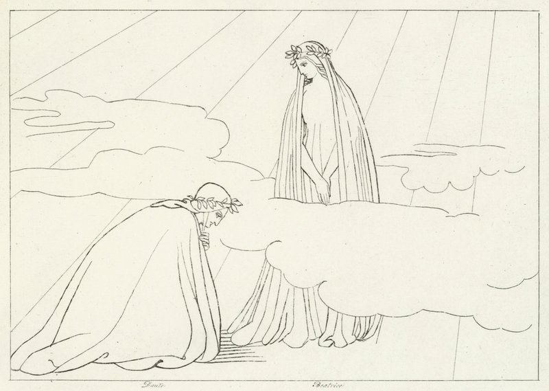 The Lunar Sphere, Paradise, Canto 2 (gravyr) av John (after) Flaxman