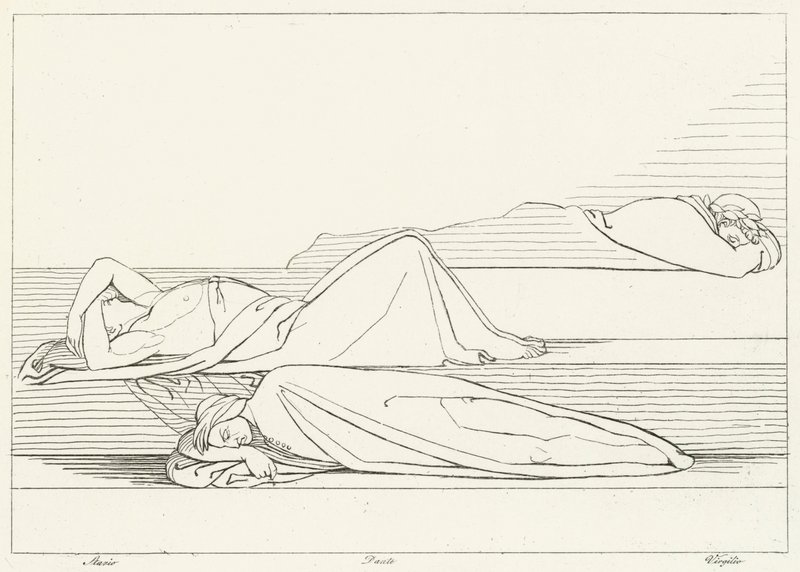 The Poets Reposing, Purgatory, Canto 27 (gravyr) av John (after) Flaxman