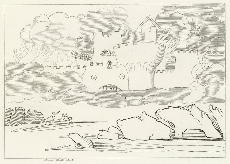 The Pool of Envy, Inferno, Canto 8 (gravyr) av John (after) Flaxman