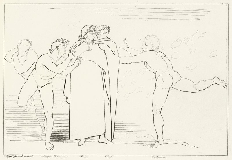 Eldens regn, Inferno, Canto 16 (gravyr) av John (after) Flaxman