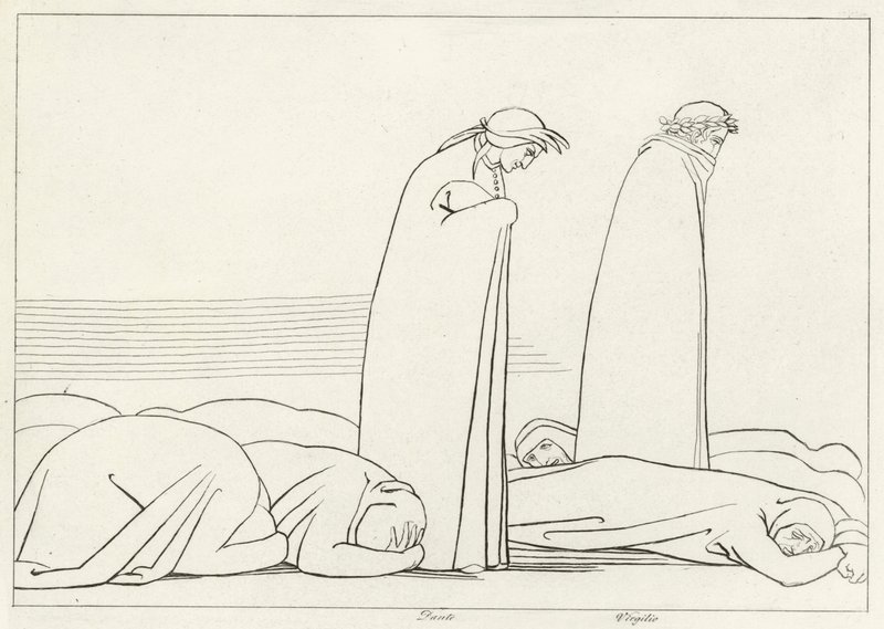 Regionen av girighet, skärselden, Canto 19 (gravyr) av John (after) Flaxman