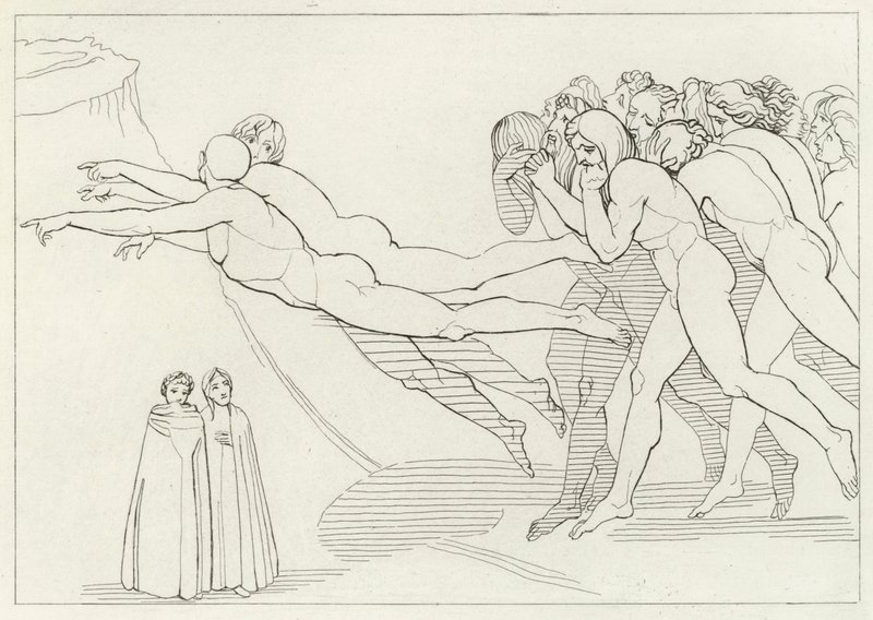 Själviskhetens region, skärselden, Canto 18 (gravyr) av John (after) Flaxman