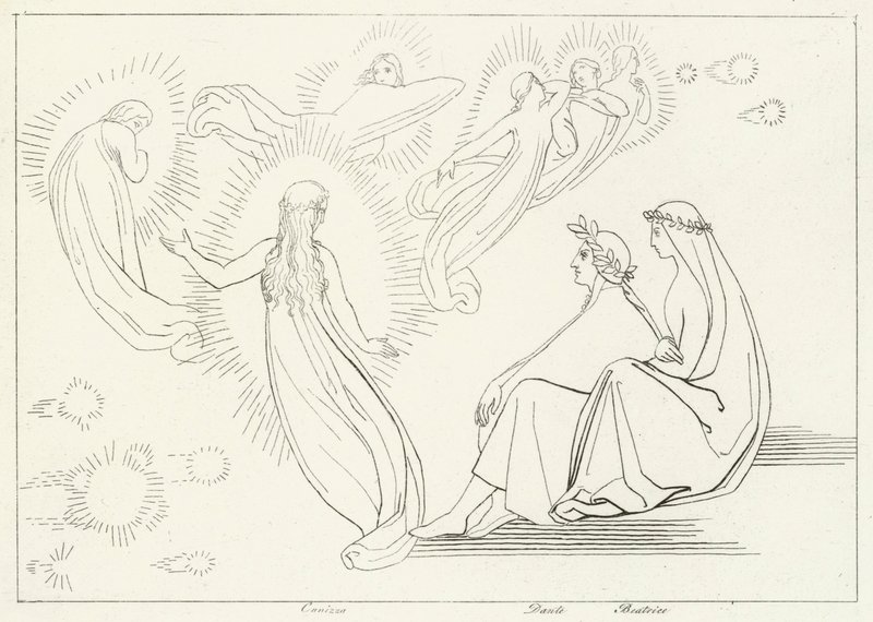 The Return of Cunissa, Paradise, Canto 9 (gravyr) av John (after) Flaxman