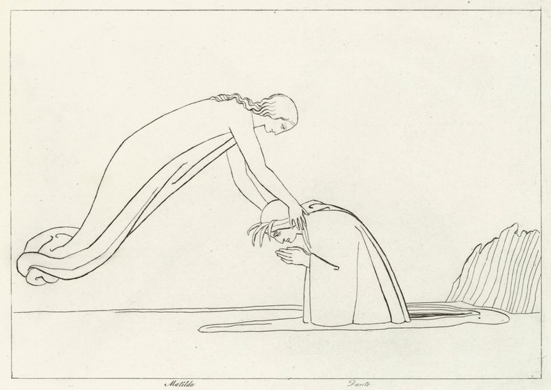 The River Lethe, skärselden, Canto 31 (gravyr) av John (after) Flaxman